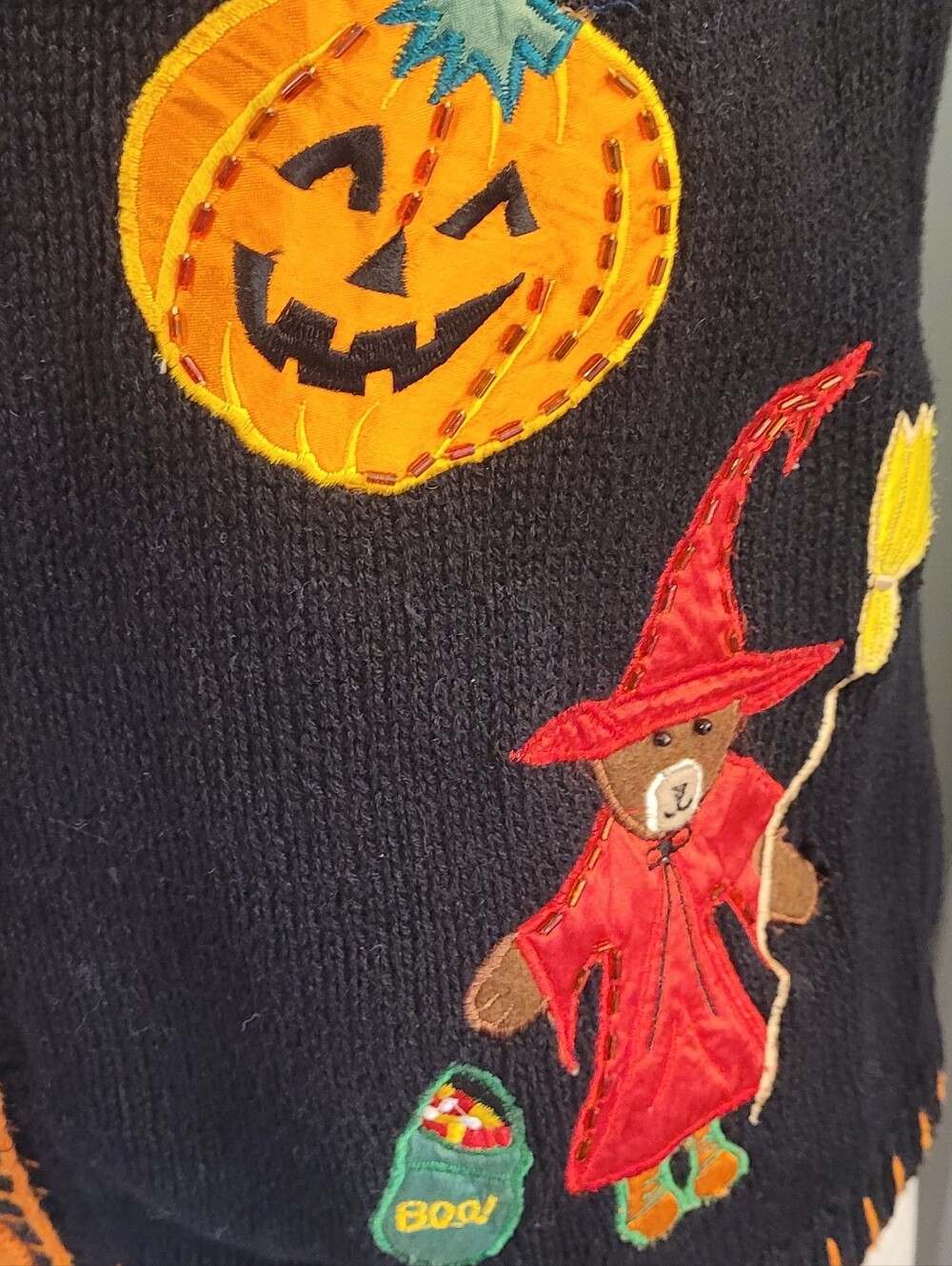 Halloween Teddy & Pumpkin Sweater Vest - Picture 3 of 5